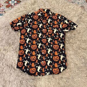 Halloween Creepy Co Mens Small Spooky Halloween Button Up Shirt